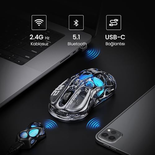 GravaStar Mercury V75 Lite Hall Effect, Rapid Trigger 8.000 Hz Kablolu Manyetik Klavye + M2 26.000 DPI RGB Kablosuz Mouse Oyuncu Seti, Şeffaf Siyah - Görsel 7