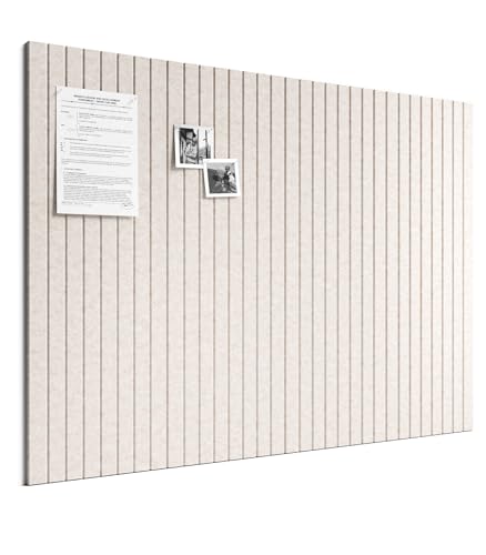 Bumusty Large Cork Board Alternative-48 x 36" Felt Bulletin Board Tiles, with 30 Pushpins, 70 Adhesive Tabs, Fine-Stripe 12-Pack, Cork Boards for Office Push Pin Board Felt Board-Oatmeal