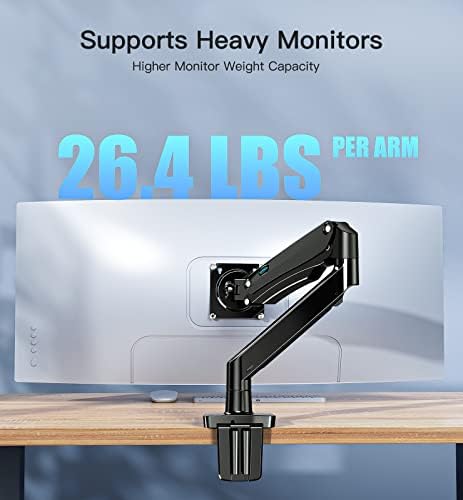 HUANUO Single Monitor Arm Desk Mount for 22-35 Inch Screens, Monitor Mount with USB Cable, Vesa Mount Support 2-12kg, Gas Spring Monitor Stand, Height Adjustable, VESA 75x75/100x100mm