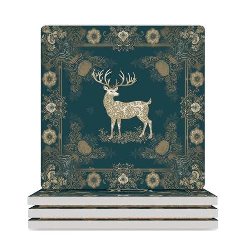 Dessous de verre de Noël avec renne, idée cadeau pour table basse - 2