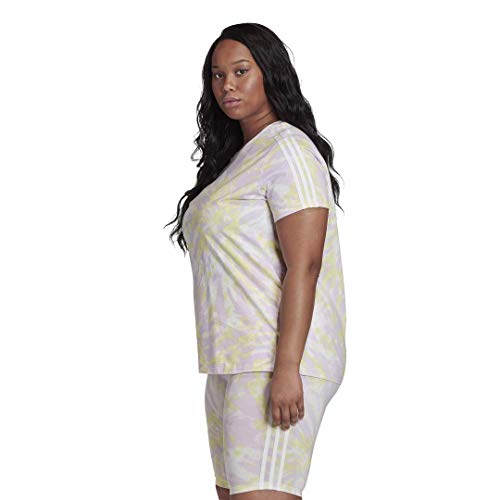 Adidas Originals Women's Short Sleeve T-Shirt, Multi/White/Purple Tint/Yellow Tint, 4X #TOP3