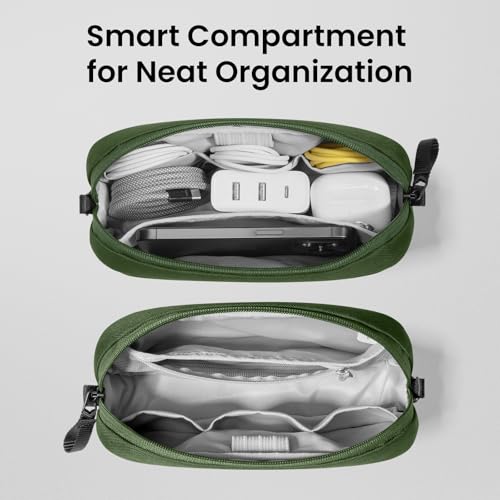 tomtoc Electronics Organizer Travel Case, Water Resistant Travel Bag Cable Organizer for Essentials, Tech Pouch Accessories Carry Storage for Cord, Phone, Cables, Airpods, USB Flash Drive, Daily Items