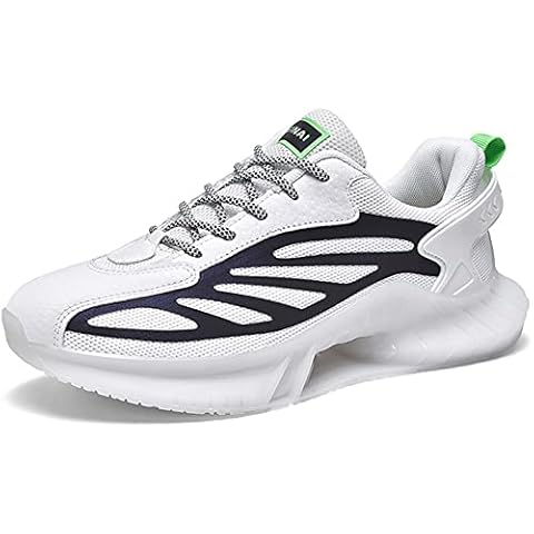 Men's Breathable Fashion Sneaker Damping Running Shoes Walking Jogging Lightweight Athletic Sport Gym Trainers (7,White) Cover