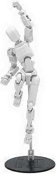 PrintMorph3D Dummy 13 Articulated 3D Printed Action Figure PETG Multiple Colors with Stand Base 5.4in Tall White