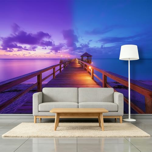 Papel pintado fotográfico con diseño de cielo azul y rosa, efecto 3D, 200 x 140 cm, diseño moderno