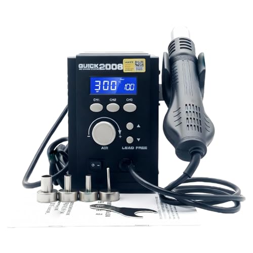 Estación De Reparación SMD Y BGA Con Estación Digital De Soldadura, Manejo Pid De Temperatura, Ventilador Brushless Y Boquillas Intercambiables Para Electrónica Profesional