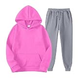 LEXUPE Tracksuit - Conjunto de chándal holgado para hombre, 2 piezas, cómodo traje deportivo para fitness, entrenamiento, conjunto de sudaderas sólidas, B-rosa., XL