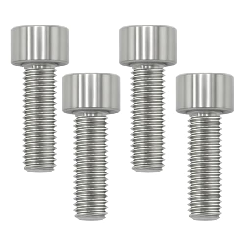 Image of M8x25 Titanium Bolts Socket Head Cap Screw, Natural Color, 4PC | Lightweight Design, Ideal for Humid /Salty Environments, Socket Head Hex Key No Washer, Car /Motorcycle Bolts