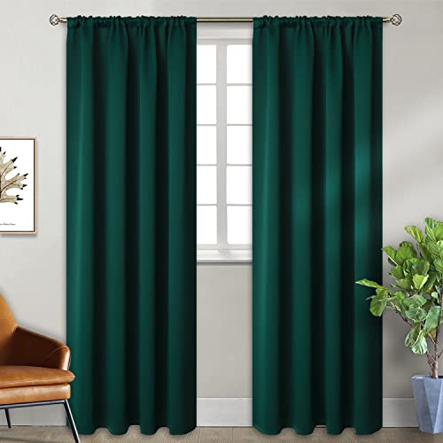 BGment Emerald Green Blackout Curtains 90 Inch Length for Bedroom Pocket