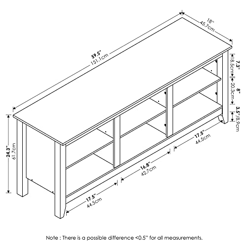 Image of Furinno Jensen TV Stand, TV Entertainment Center with 6 Cube Shelves, TV Console, for TV up to 60 Inch, for Living Room, Bedroom, Grey Oak
