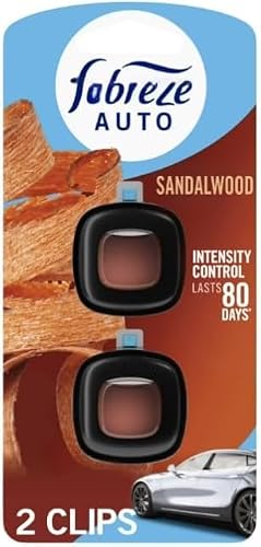 Feb-reze AUTO Car Vent Clip Air Freshener, Sandalwood Scent, 40-Day Lasting Fragrance with Steady Release Technology, 0.07 fl oz~2 Count