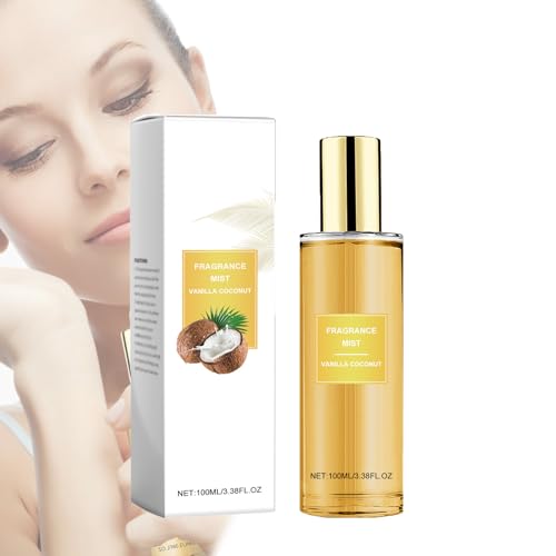 Nebbia profumata alla vaniglia-cocco, spray per il corpo alla vaniglia da donna, profumi femminili, profumo fresco a lunga durata, arricchito con oli essenziali, nebbia corporea leggera - spray per il