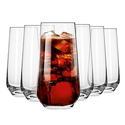Krosno Vasos de Agua Jugo Highball | Conjunto de 6 Piezas | 480 ML | Colección Splendour | Perfectos para Uso en Casa, Restaurante y en Fiestas | Apto para Lavavajillas