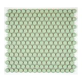 Tenedos Penny Round Vintage Light Green Glossy Porcelain Mosaic Tile – 1 Sheet for Bathroom Floor/Wall, Kitchen Backsplash, Pool and Accent Areas