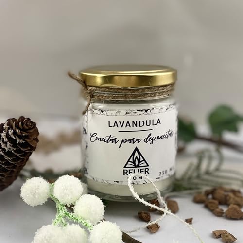 Vela Natural de cera de soja 100% ecológica y vegana (Aroma a lavanda) - Vela artesanal ECO...