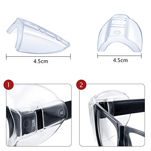 4 works Side Shields for Eyeglasses Safety Glasses Protection Flexible Transparent Clear Glasses Side Shields Slip on Side Shields for Small to Medium Eyeglasses - Image 3