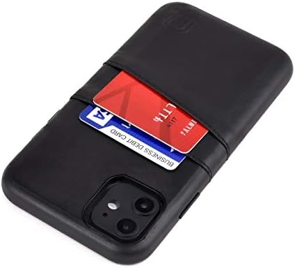 Dockem iPhone 11 Wallet Case: Built-in Metal Plate for Magnetic Mounting & 2 Credit Card Holders (6.1" Exec M2, Synthetic Leather, Black)