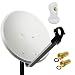 Produktbild Premium X SAT Anlage 45cm Satelliten-Schüssel Stahl Antenne Hellgrau Single LNB Weiß 2X F-Stecker