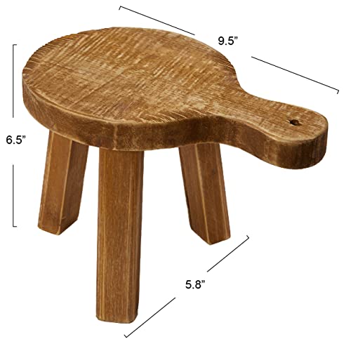 Creative Co-Op Round Shaped Riser With Handle Wood Pedestal, Small, Natural #TOP4