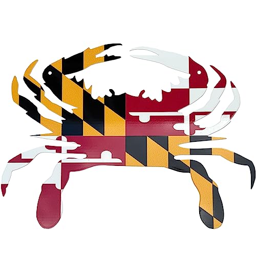 Tegik Maryland Flag Crab Décor, MD Crab Metal Wall Art, Novelty Maryland Gifts, Home Decoration for Indoor Outdoor