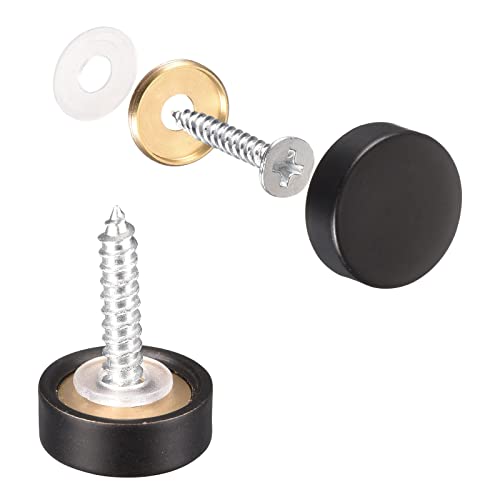 Capuchons de miroir laiton noir cache vis 14 mm uxcell pour panneau verre