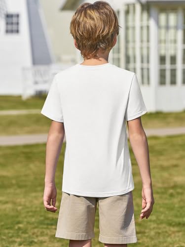 Haloumoning Boys Short Sleeve Shirts Kids Summer Crewneck T-Shirts Casual Tops Tees 5-14 Years