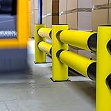 d-flexx DFVBD-M Polyethylen Verkehrsbarriere 2-Zeilig Hotel Modularer Mittelpfosten, Gelb/Schwarz, 706mm Höhe