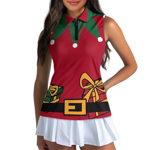 Belidome Christmas Elk Women's Half Zip Shirt for Golf Tennis