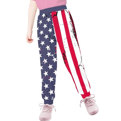 4-15T Girls Pants, Kids Funny Joggers Sports Sweatpants with Elastic Waist and Side Pocket3