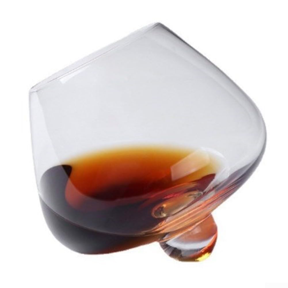 Whisky Tumbler Rotating Base Wide Belly Drinking Glass for Home Bar Cocktail Wine Cup Clear Glass Drinkware Set
