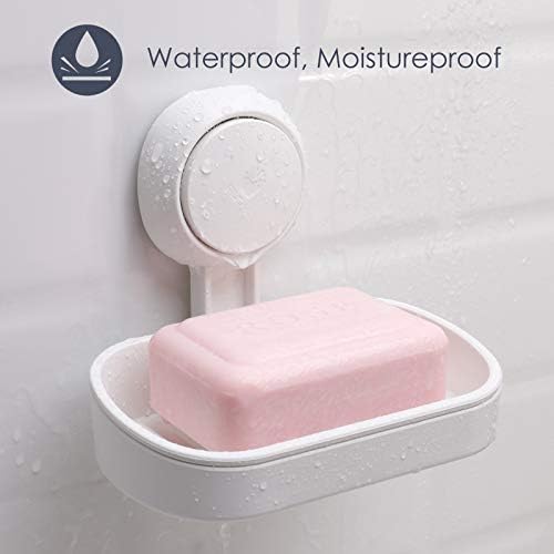 TAILI Soap Dish 2 Pack DIY Powerful Vacuum Suction Cup Sponge Holder for Shower Bathroom & Kitchen Accessories Drill-Free Removable
