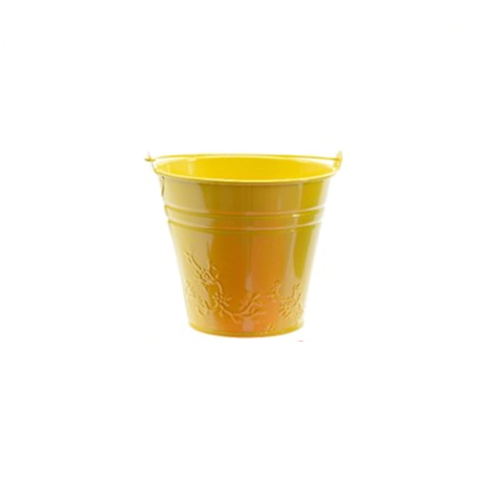 Kids Metal Bucket Planter Zinc Flower Pot Tin Pen Pot Craft Pot Bright Yellow