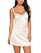 Produktbild Avidlove Damen Satin Nachthemd Negligee Babydoll Spitze Dessous Sexy Lingerie Nachtwäsche V Ausschnitt Spaghetti Träger Kleid mit G-String Sleepwear, Weiß, M