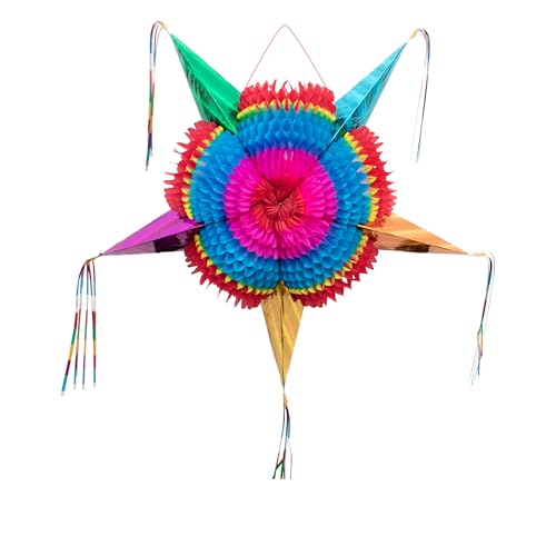 Mexican Piñata (Medium 26 inches) - Authentic Handmade Foldable Pinata for Birthday Party - Piñatas para Cumpleaños - Fiesta Piniata - Mexican Star Pinata - Cinco de Mayo Pinatas