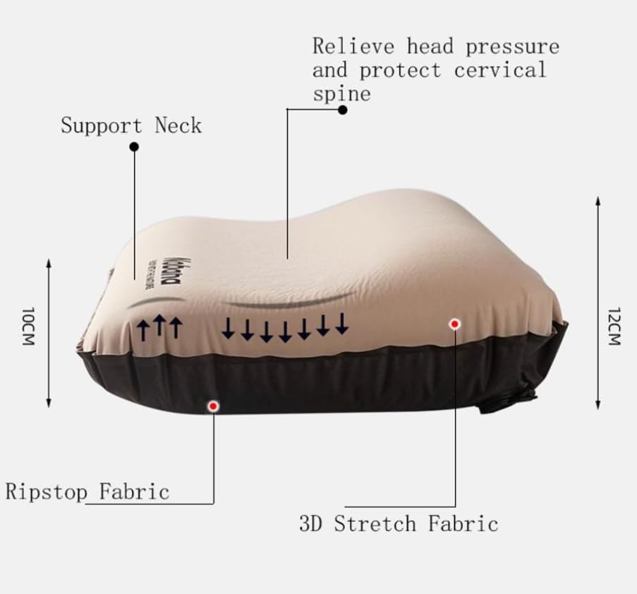 Luminexia Oreiller Gonflable de Camping pour Adultes Enfants,Oreiller de Plage Ultraléger,Coussin de Voyage Confortable et Ergonomique,Auto-Gonflant avec Sac de Rangement,pour Randonnée,Pêche