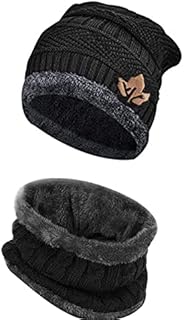 AUFIKR Winter Daily Beanie Stocking Hat and Thermal Neck Warmer Men and Women Black