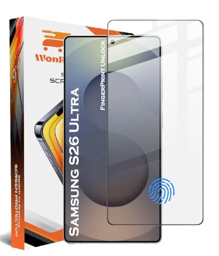 Image of WonRia Pack 1 - Tempered Glass Compatible with Samsung Galaxy S26 Ultra 5G Ultrasonic FingerPrint Unlock Edges to Edge 9H Hardness Screen Glass Protector with Easy Installation kit
