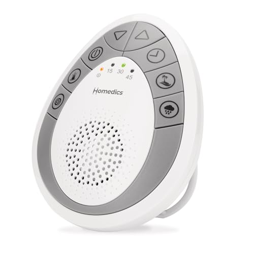 Homedics Rejuvenate Traveler White Noise Sound Machine, Portable Sound Machine with 4 Relaxing Sounds for Travel, Home, Nursery and Office, Auto Off Timer