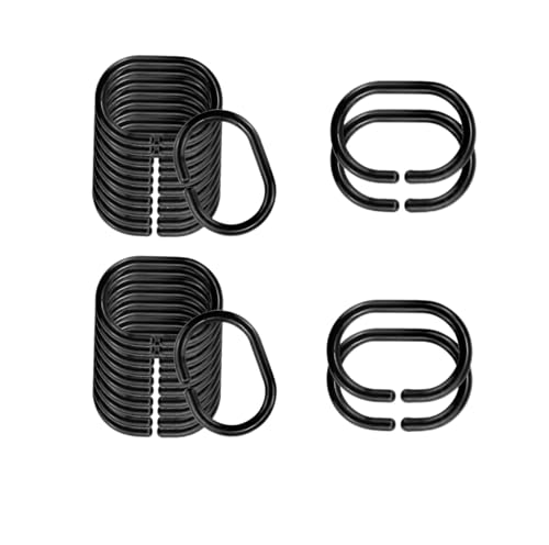 24 PCS Shower Curtain Hooks, Plastic C-Shaped Plastic Rings for Bathroom. Shower Curtain Hangers for Window Rod (Black x 24 PCS)