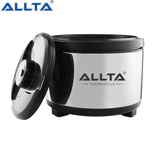 Image of ALLTA Stainless Steel Casserole 10 Litre | Large Family Size Double Wall Insulated Hot Pot & Roti Box | Keeps Food Hot upto 8 Hours | Airtight, Leakproof | Ideal for Parties & Bulk Serving (10000ml)