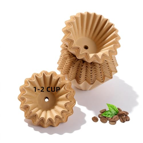 200 Pcs Percolator Coffee Filters,Unbleached Perforated Round Basket Paper with Center Hole, Disposable Refills for Electric & Stovetop Percolators,1-2 Cups (155mm)