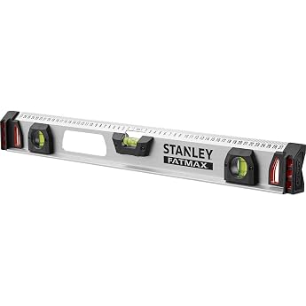 Stanley 143554 60cm FatMax I-Beam Magnetic Level | Durable aluminum housing with shock absorbing end caps, enlarged center le