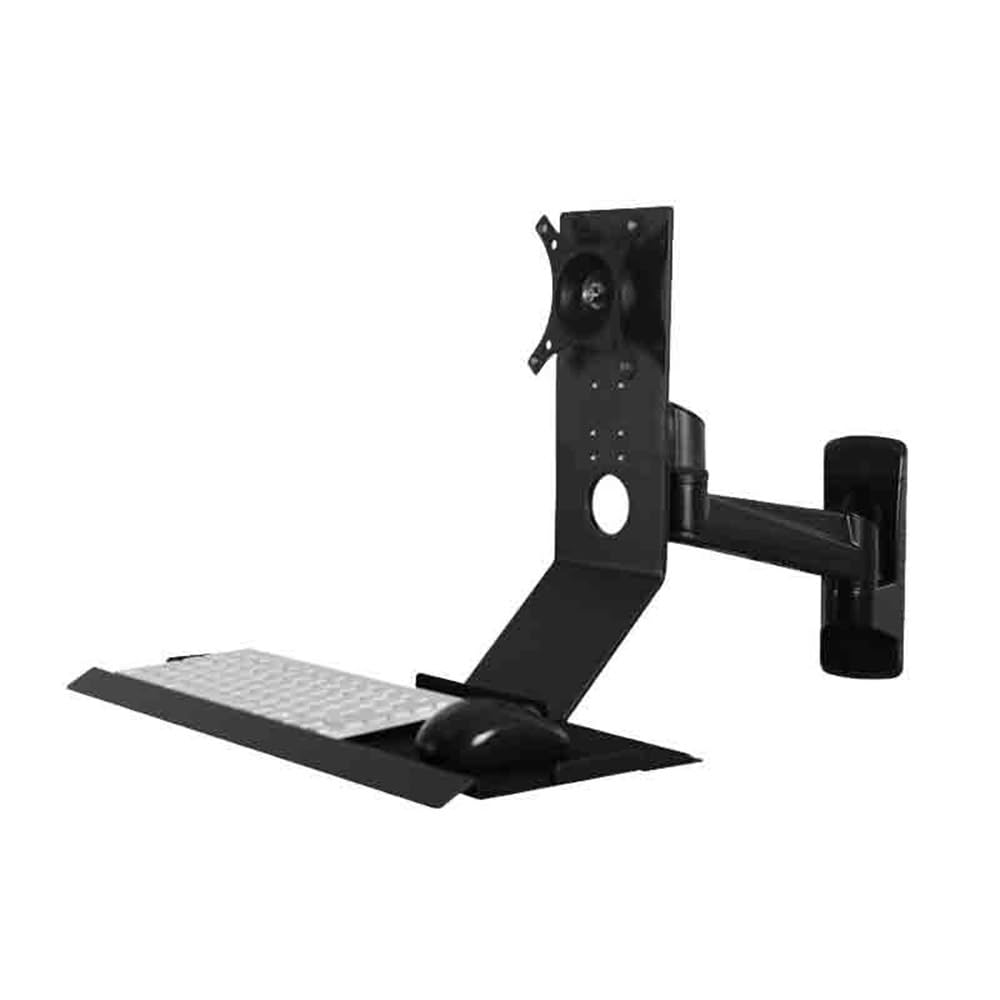 SaryEdge Monitor Stand Single Arm with Regular Keyboard Tray Foldable 90° Black Single Screen Stand Monitor Desktop Stands,