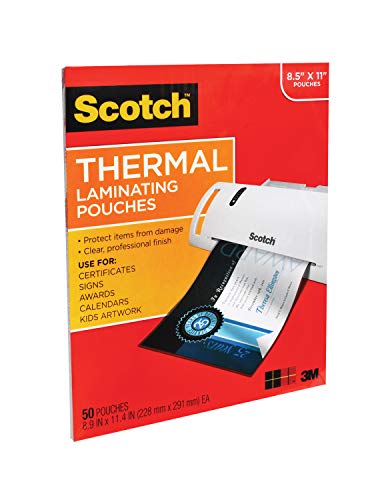 Scotch Thermal Laminating Pouches, 50 Pack Laminating Sheets, 3 Mil, 8.9 X 11.4 Inches, Education Supplies & Craft Supplies, For Use With Thermal Laminators, Letter Size Sheets (Tp3854-50) #TOP2