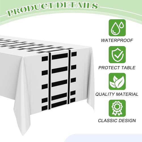 Image of Teenyyou 3 Pcs Train Party Decorations Railroad Track Tablecloths Express Train Birthday Party Supplies 54 x 108 Inch Plastic Table Covers for Railroad Track Western (White)