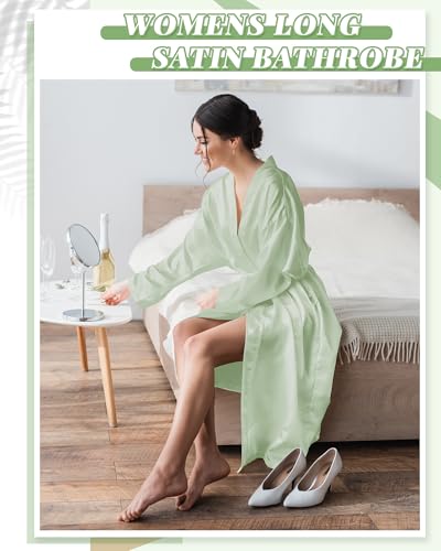 Image of Xtinmee 6 /12pcs Long Satin Kimono Robe, Sleepwear