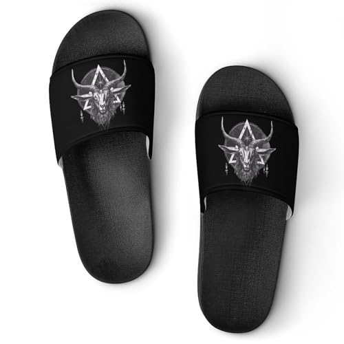 Baphomet Satanic Goat Head House Sandals Non-Slip Bathroom Slippers Beach Summer Shoes for Men Women