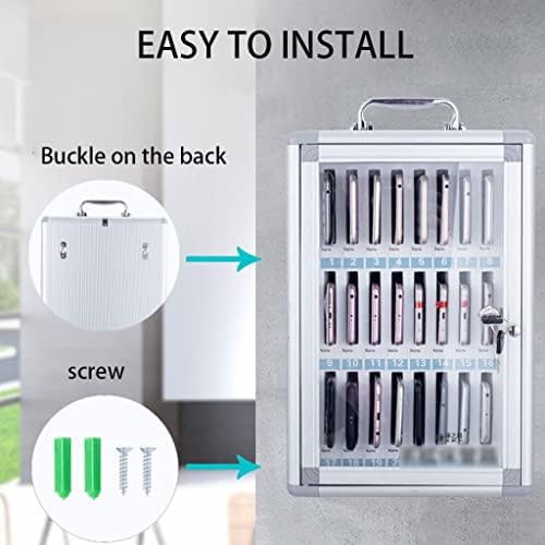 Mobile Phone Storage Box,Mobile Phone Storage Cabinet Aluminum Alloy Mobile Storage Box with Cooling Holes for School Classroom Office,（Silver,60） image 4