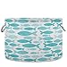 visesunny Storage Basket Blue Whale Nursery Hamper Canvas Fabric Toy Storage Organizer Bin Waterproof Storage Box Laundry Basket for Kid Rooms,Playroom,Shelves,Toy Basket,Gift Basket