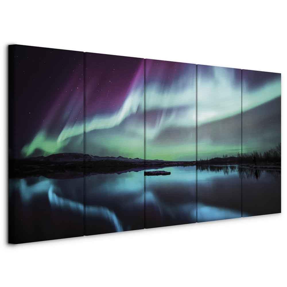 murando - Akustikbild Nordlicht Island Nacht, Schallschutz, Wohnzimmer | Verbessert Raumakustik, reduziert Hall, ideal fürs Büro oder Wohnzimmer, hochwertige Verarbeitung, schnelle Montage, stilvoll